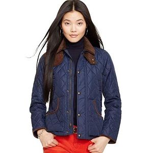 Ladies Suede Trim Quilted Jacket Barn Hagan Coat